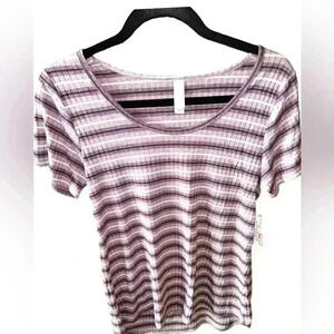 Lularoe small purple and white stripe Classic T. NWT. Ribbed‎ and lightweight.
